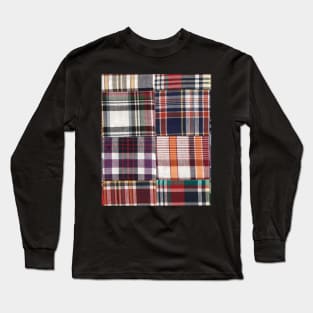 Madras ,Preppy Patchwork Madras Long Sleeve T-Shirt